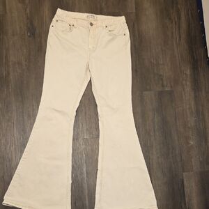 Free People Cream Wide Leg Jeans